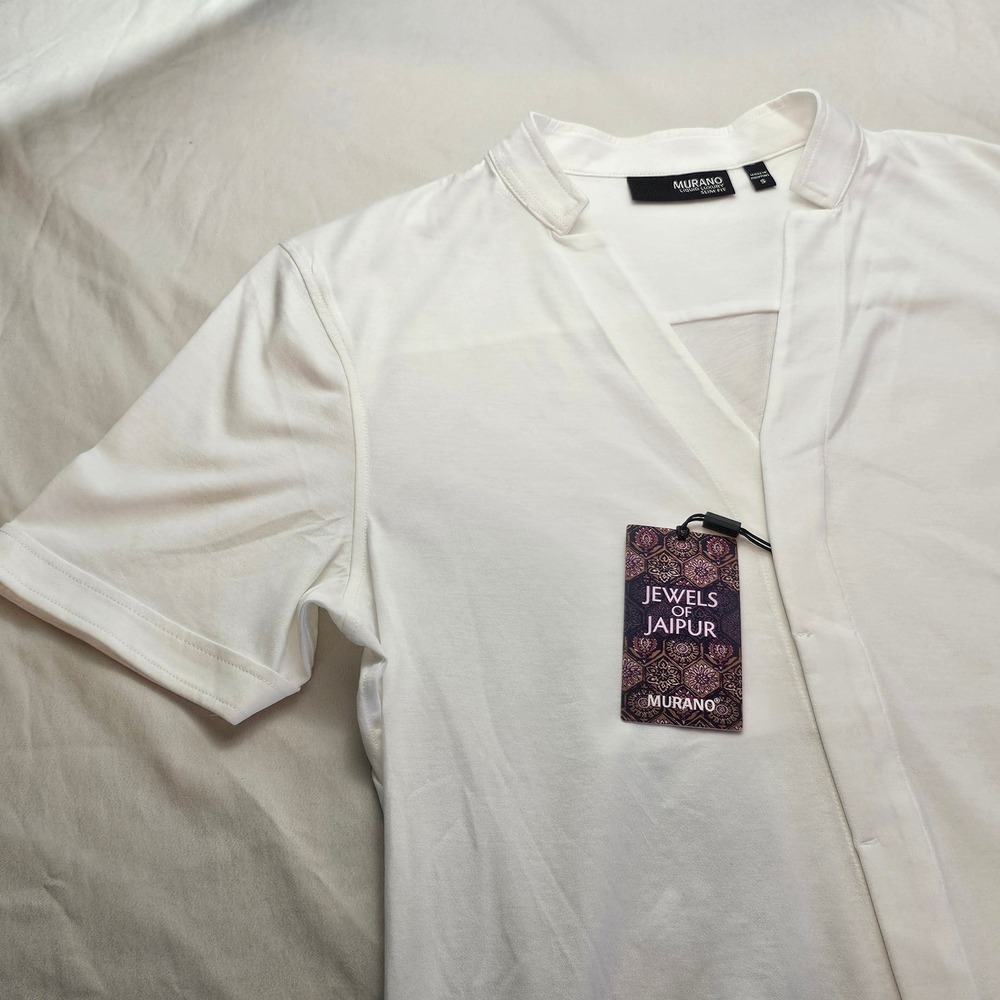 Murano Small Jewels of Jaipur Mandarin Collar Hidden Button Shirt *Dust* 1250